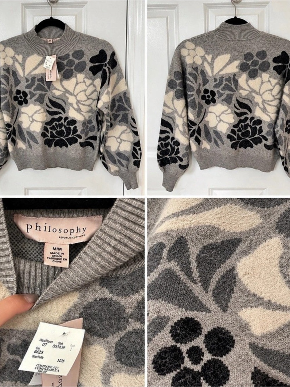 philosophy Floral Crewneck Sweater Size Medium NWT